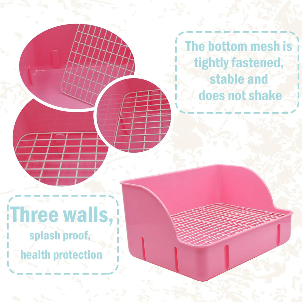 Rabbit Litter Box Corner Toilet Box Durable Animal Potty Trainer for Ferret Hamster Guinea Pig Small Animals Pet Supplies