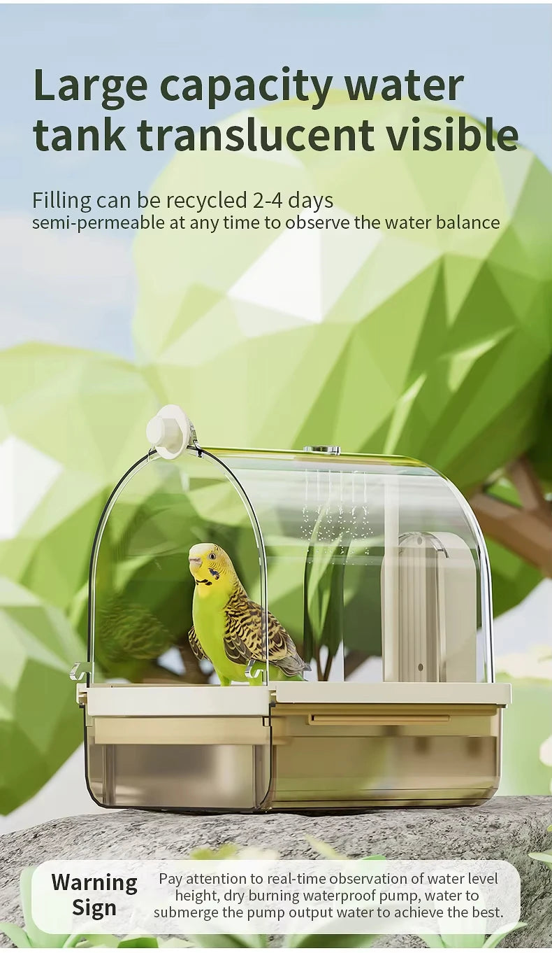 ‌Auto-Sensor Pet Bath: Electric/Sensor Models, IPX8 Pump, Large Tank, Easy-Clean. Ideal for Parrots, Lovebirds & Small Pets