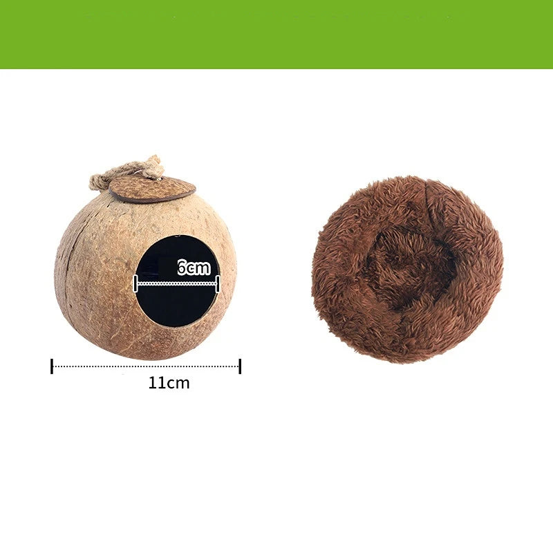 Hamster House Bite-resistant Natural Small Pet Coconut Cages Guinea-pig Hamster Hideout House Toy Wooden House Pet Supplies