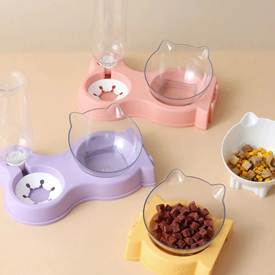 Pet dog and cat food bowl automatic feeder all-in-one dog and cat food bowl and drinking fountain drinking bowl