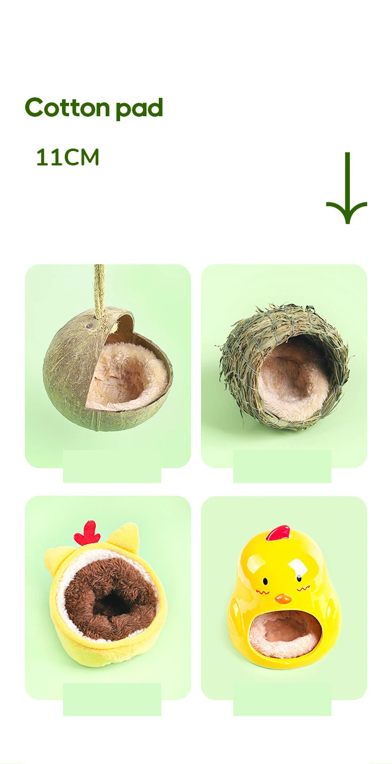 Hamster House Bite-resistant Natural Small Pet Coconut Cages Guinea-pig Hamster Hideout House Toy Wooden House Pet Supplies