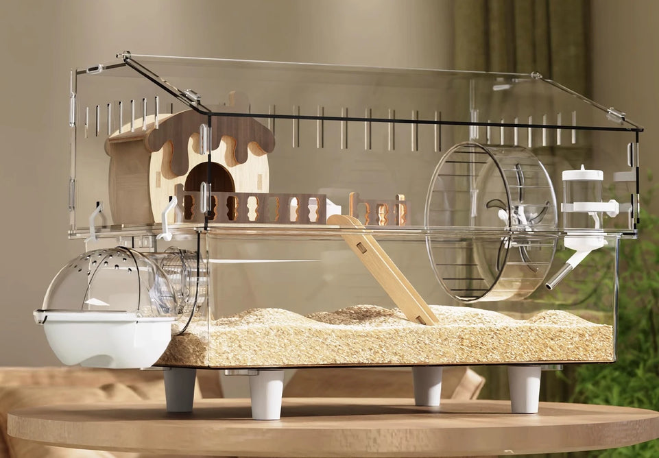 Hamster Cage, Oversized Luxury Villa, Acrylic Transparent Box, Golden Bear, Large Space, Special Anti-prison Break Big House