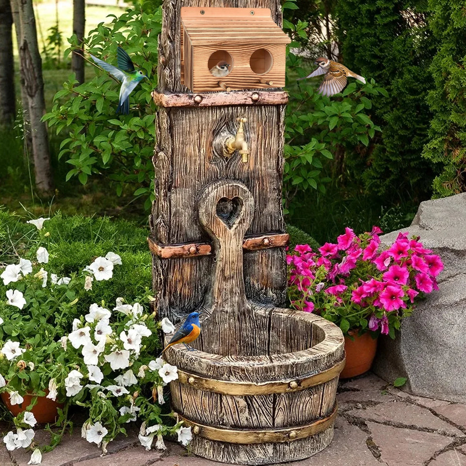 Parrot Cage Wooden Bird House with 2 Holes Creative Hanging Birdhouse Garden Bird NestRoom Handmade Outdoor Bird Nesting Decor