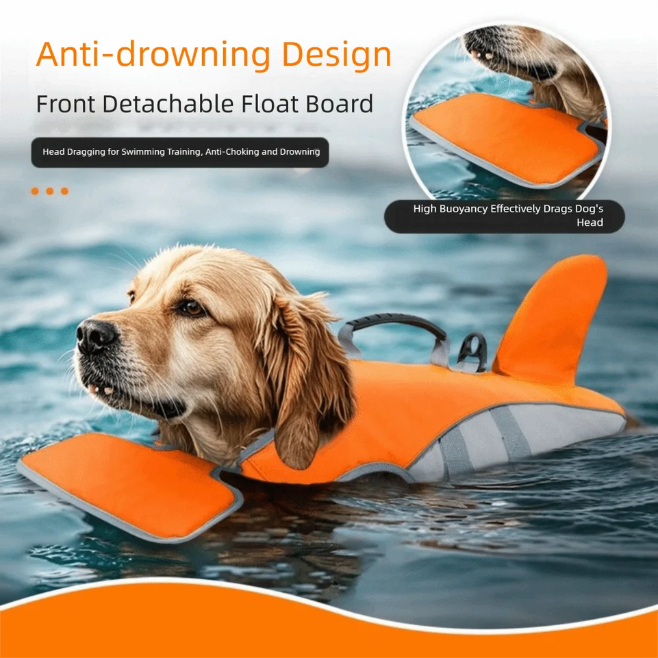 Safety Dog Life Jacket Quick-release Buckle Adjustable Strap Pet Flotation Vest Water Protection Back Traction Hook