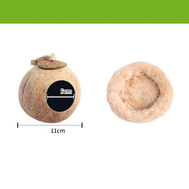 Hamster House Bite-resistant Natural Small Pet Coconut Cages Guinea-pig Hamster Hideout House Toy Wooden House Pet Supplies