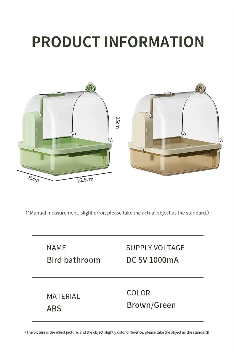 ‌Auto-Sensor Pet Bath: Electric/Sensor Models, IPX8 Pump, Large Tank, Easy-Clean. Ideal for Parrots, Lovebirds & Small Pets