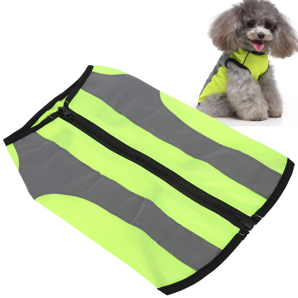 Pet Night Safety Clothing Glowing Jacket Lightweight Reflective Vest Zipper For Dogs Fluorescence