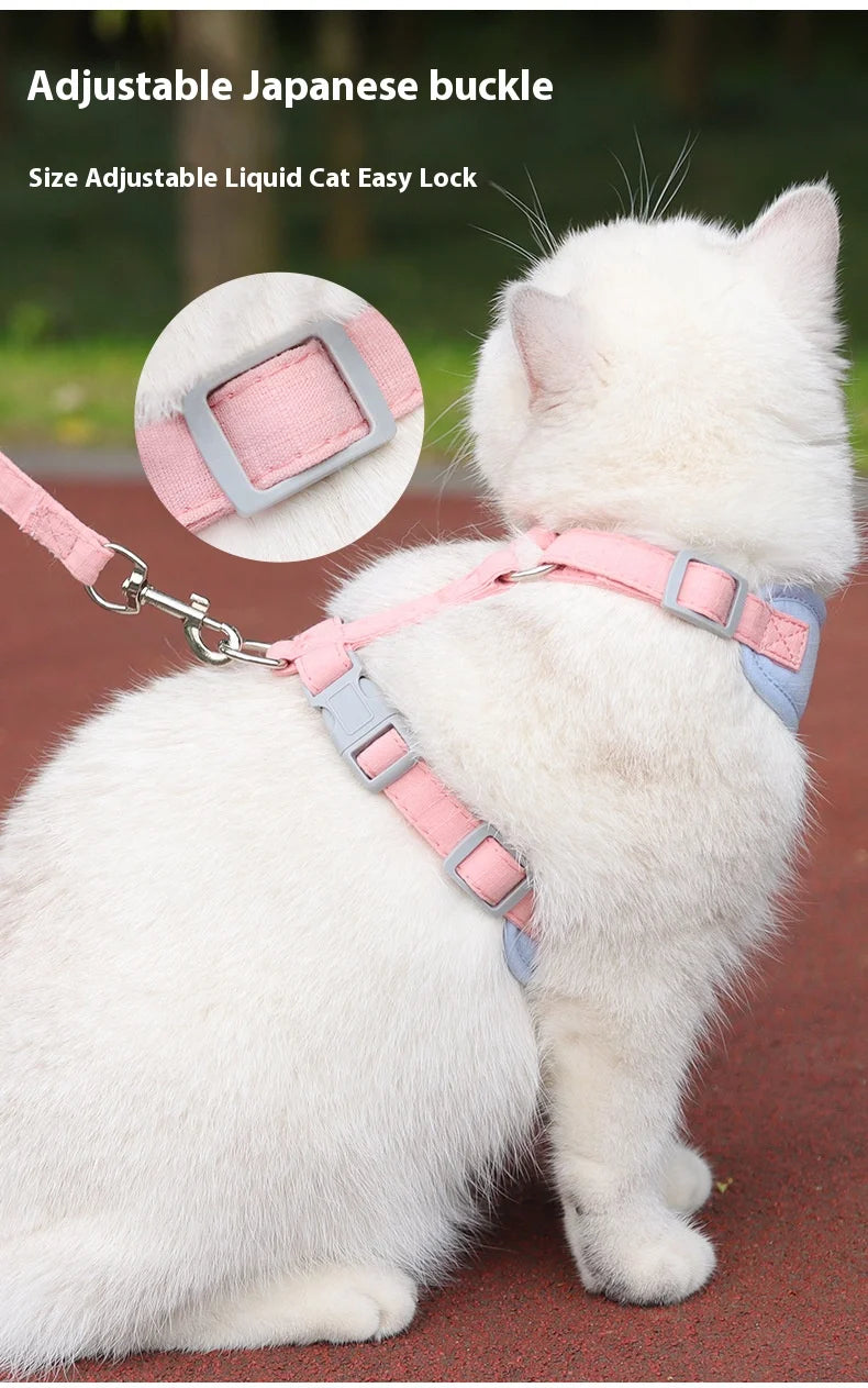 Escape Proof Cat Harness with Leash Adjustable Soft Vest Pet Walking Set for Outdoor Kitty Safety No Pull Comfort Design
