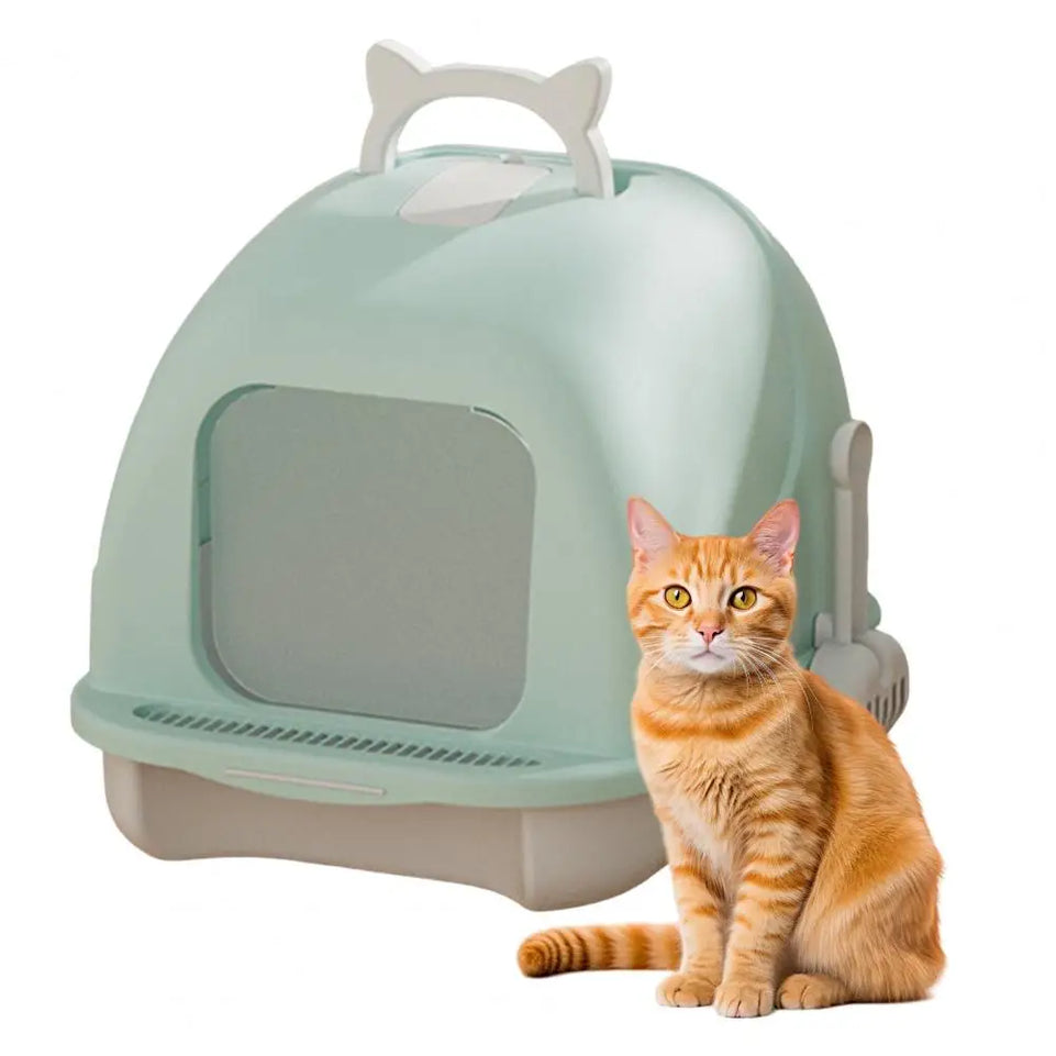 Large Cat Litter Box with Lid Closed Kitten Litter Pan with Litter Scoop Cat Enclosed Toilet Spacious Interior Pet Supplies