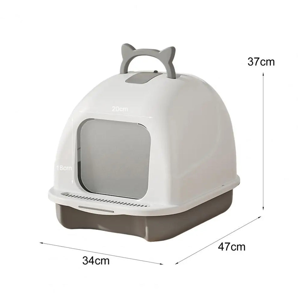 Large Cat Litter Box with Lid Closed Kitten Litter Pan with Litter Scoop Cat Enclosed Toilet Spacious Interior Pet Supplies