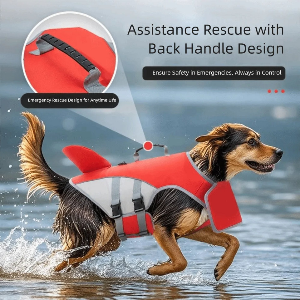 Safety Dog Life Jacket Back Traction Hook Adjustable Strap Pet Flotation Vest Quick-release Buckle High Buoyancy
