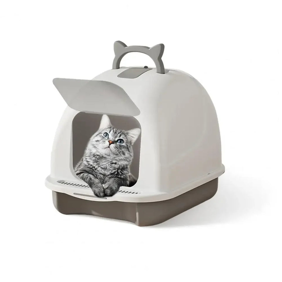 Large Cat Litter Box with Lid Closed Kitten Litter Pan with Litter Scoop Cat Enclosed Toilet Spacious Interior Pet Supplies