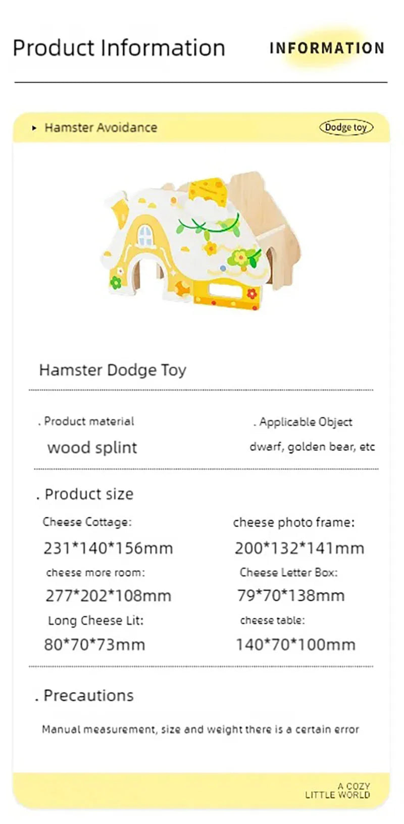 Cheese Hamster Hiding House Cage Small House Landscaping Supplies Platform Golden Bear Toys Ornament Nest Furniture