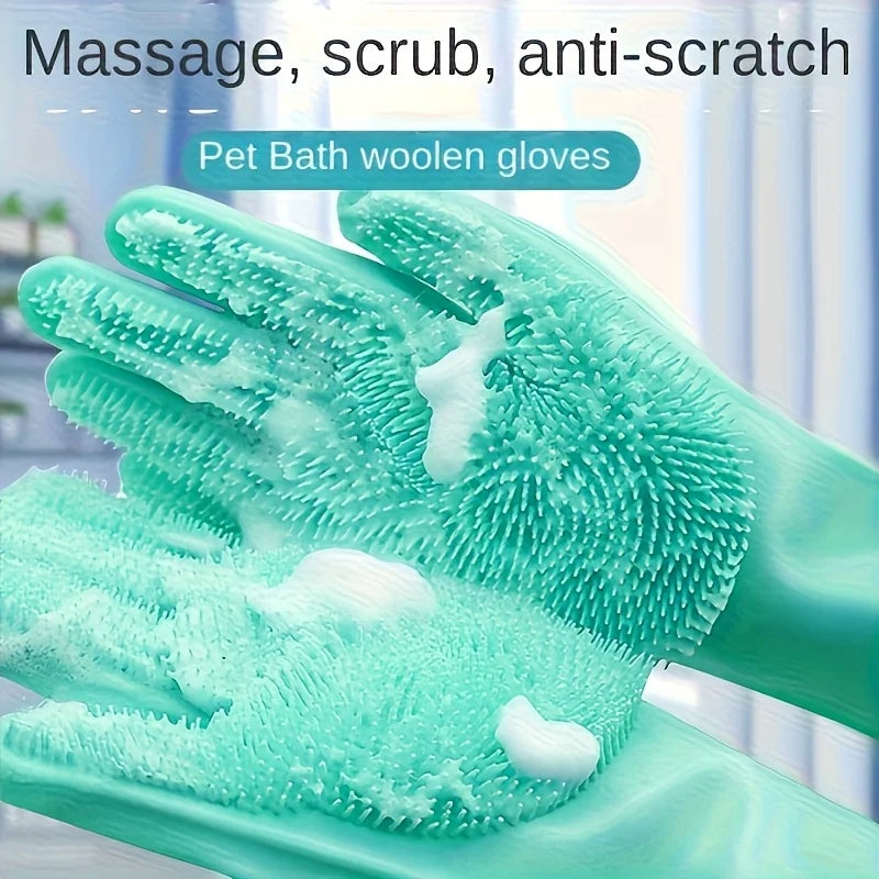 pet bathing gloves and brush, suitable for kitchen use, car washing, dog grooming, massage, and bath products, thickened gloves