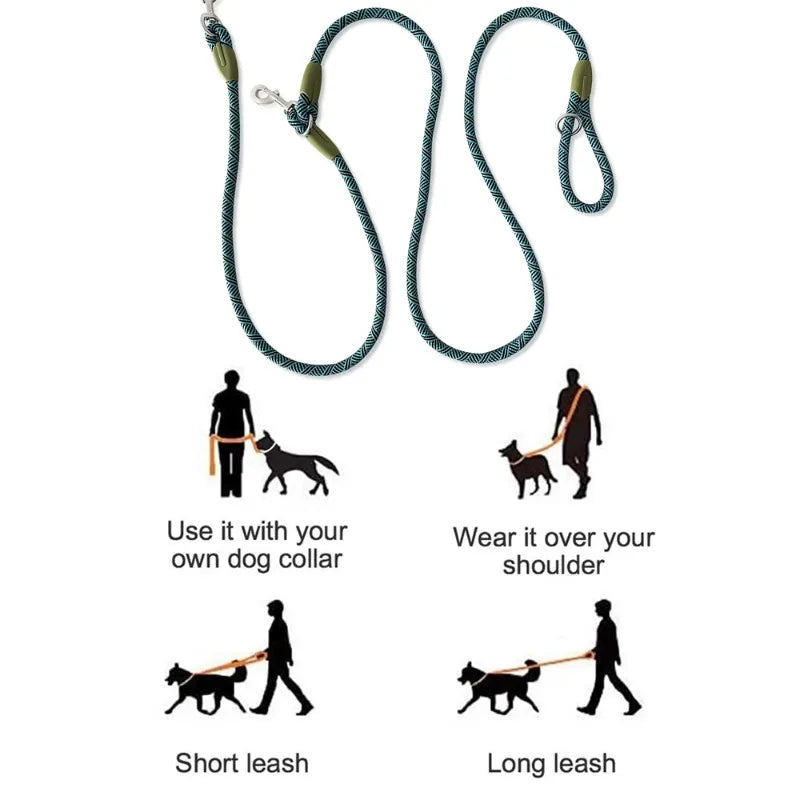 S/M/L Reflective Nylon Leashes Pet Dogs Chain Traction Rope Leads for Running Free Hands Rope Chain for Small Large Dogs Walking