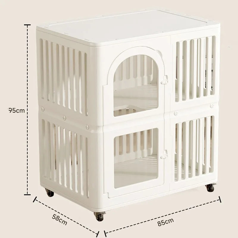 Household Indoor Cat Cage Double Layer Cat Nest Rest and Sleep Isolation Fence Cat Beds Comfortable Pet Products with Pulleys