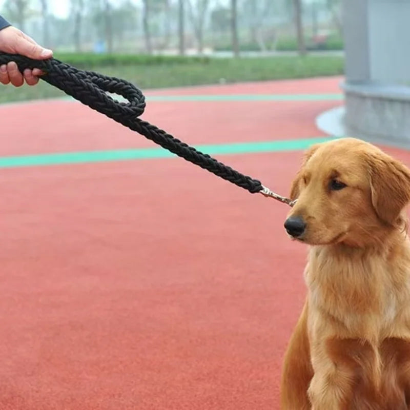 Large Dog Leash Nylon Braided Traction Rope Pet Walking Thick Hand Rope For Bulldog Rottweiler Hound Dogs Accessories