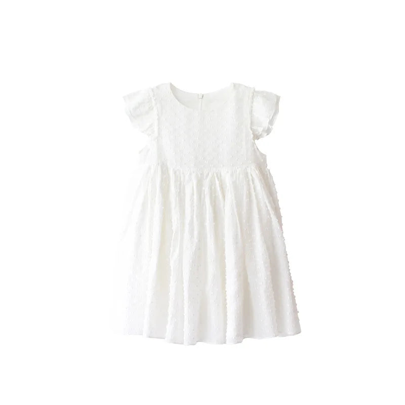 Girls Dress 2025 Summer New White Fashion Sweet Children's Dress Cotton Mulberry Silk Party Princess Dress Children's Clothing