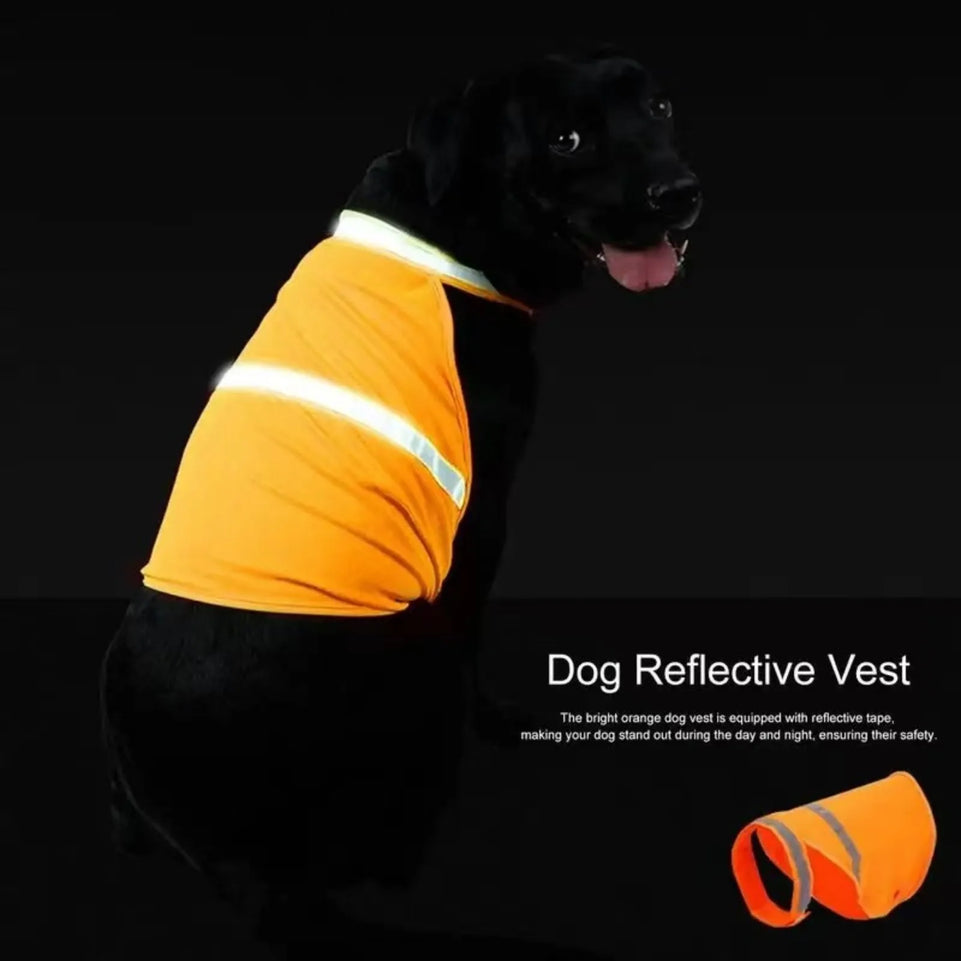 Reflective Dog Safety Vest Breathable Adjustable Puppy Visibility Jacket Comfortable Bright Orange Pet Fluorescent Clothes