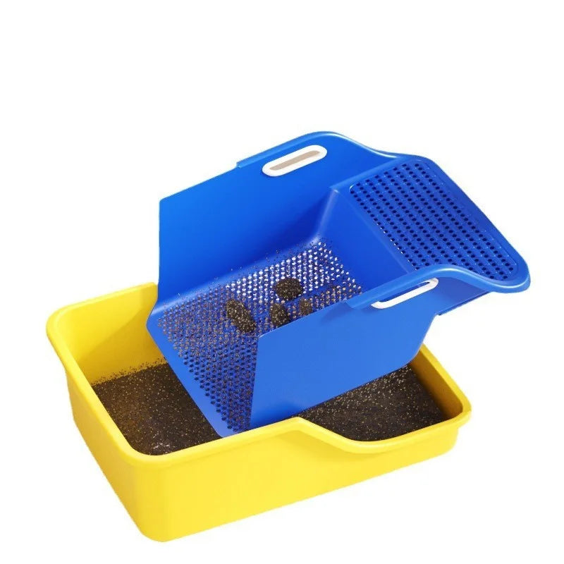 Litter Box Open And Easy To Clean Semi-Closed Extra Large Sloth Litter Box Spatter-Proof Pet Cat Potty