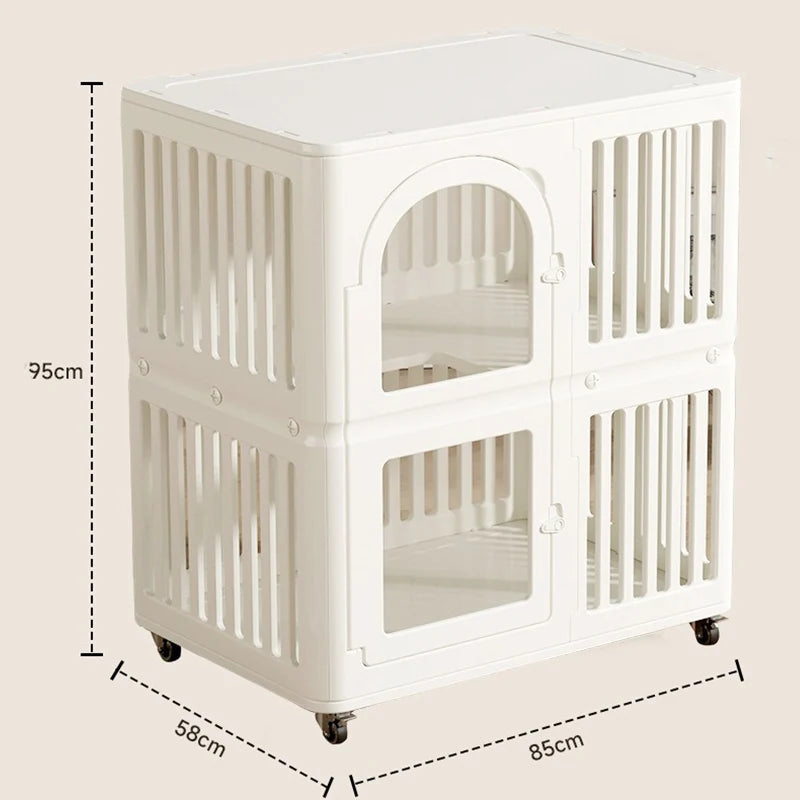 Household Indoor Cat Cage Double Layer Cat Nest Rest and Sleep Isolation Fence Cat Beds Comfortable Pet Products with Pulleys