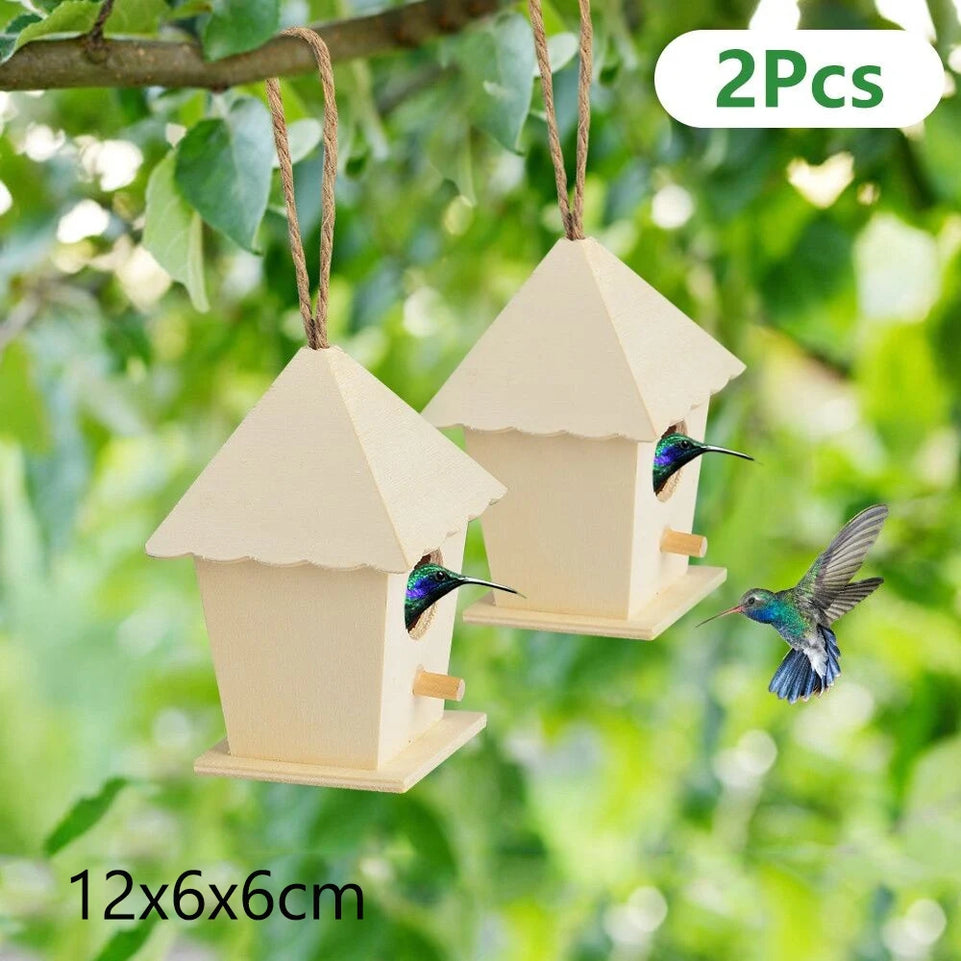 Wooden Mini Bird Cage Outdoor Hanging Birdhouse Box Garden Bird Cages Home Yard Decoration Bird Products Wooden Bird Parrot Nest