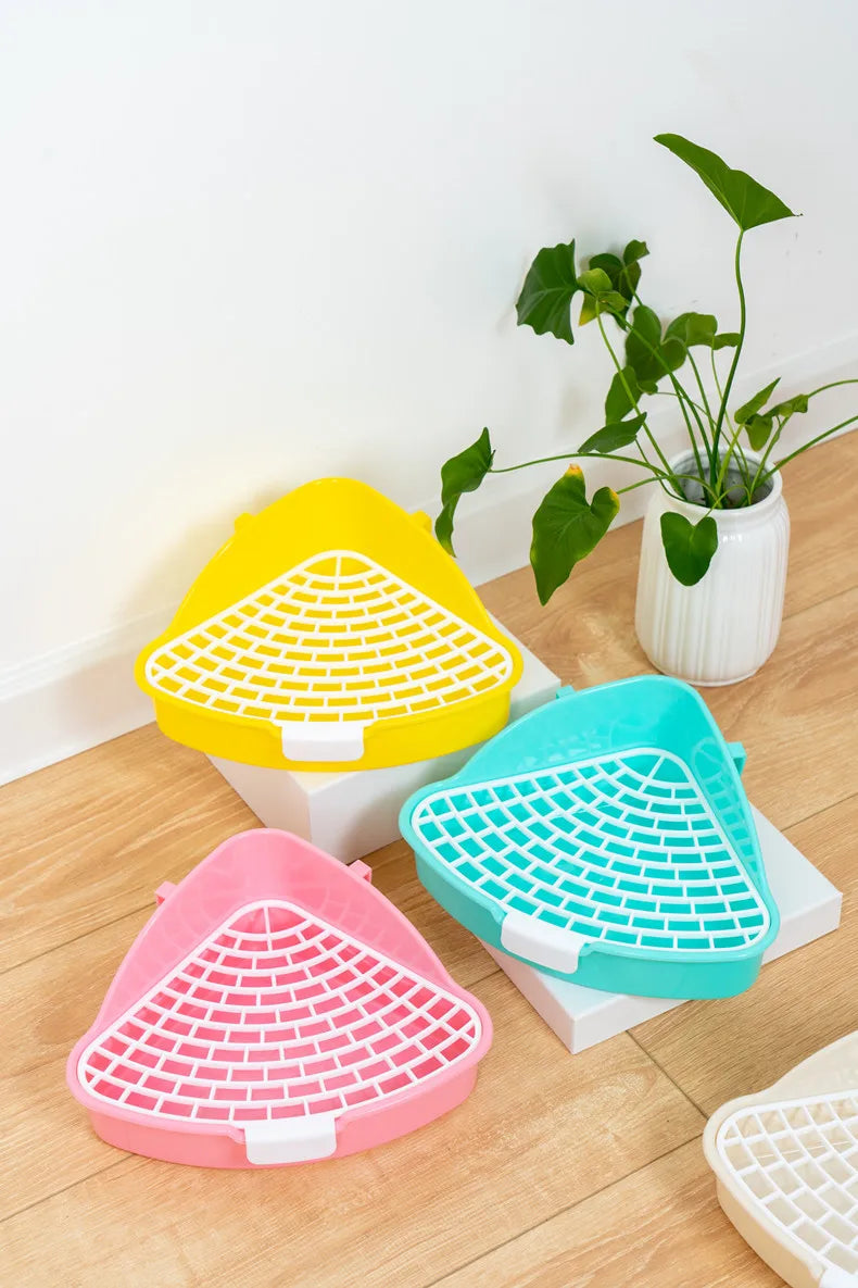 Pet Litter Box Rabbit Toilet Potty Plastic Corner Toilet Box for Ferret Hamster Dragon Cat Small Animals Trainer Pets Supplies