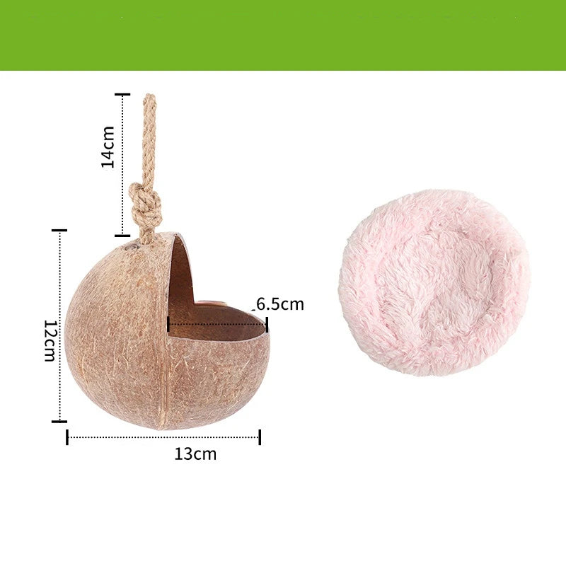 Hamster House Bite-resistant Natural Small Pet Coconut Cages Guinea-pig Hamster Hideout House Toy Wooden House Pet Supplies