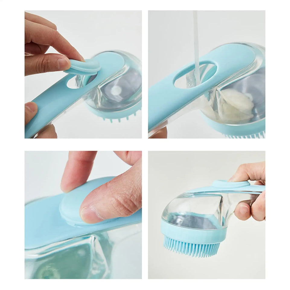 Pet cat and dog bath brush long handle massage care soft bath brush can fill liquid bath ball brush pet accessories dog cat tool