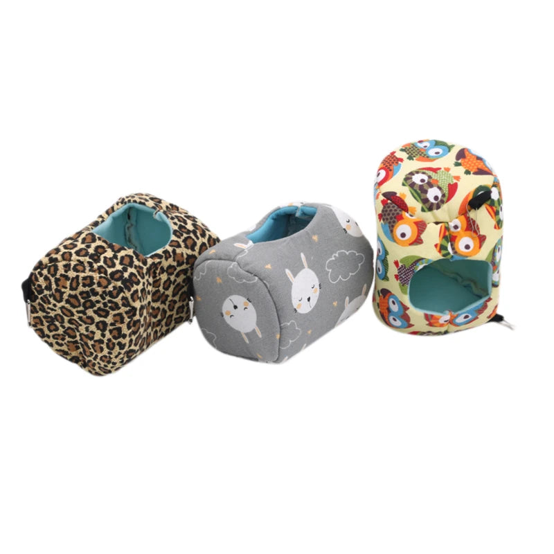 Hamster House Warm Soft Beds And Houses Rodent Cage Printed Hammock for Rats Cotton Guinea Pig Hanging Cage Small Animal