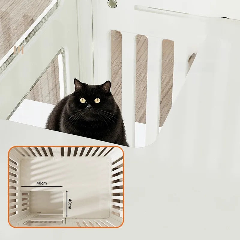 Household Indoor Cat Cage Double Layer Cat Nest Rest and Sleep Isolation Fence Cat Beds Comfortable Pet Products with Pulleys